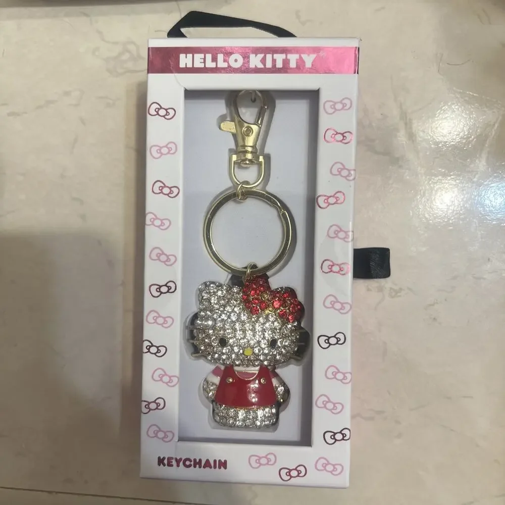 Hello Kitty Crystal Rhinestone Key Chain Key Ring Handbag Charm Jewelry Bling